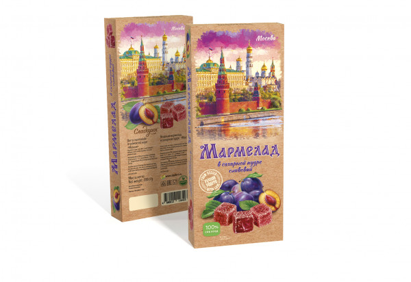 №2 Сладарт Мармелад Сливовый МОСКВА в сахарной пудре (642), 200г   в Мценске