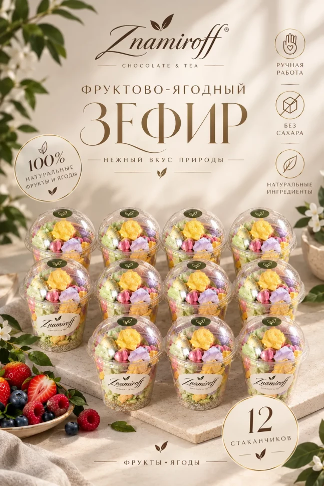  Зефир в стаканчиках без сахара(коробка 12шт по 100гр) в Мценске
